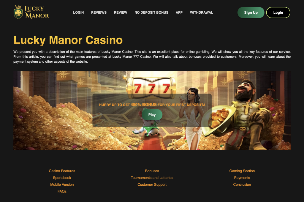 Image of Lucky Manor Website